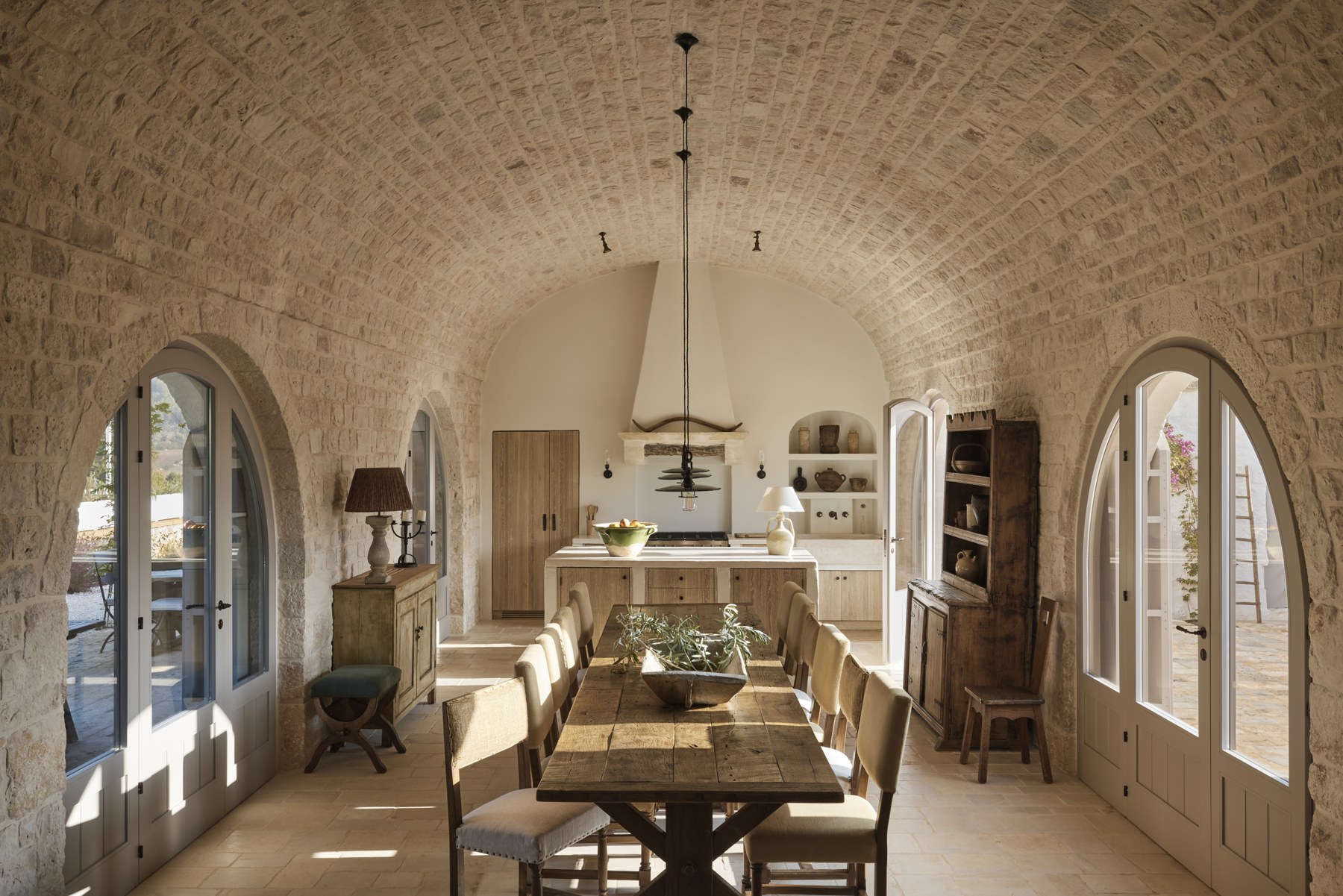Masseria Pistola · Cuisine et salle à manger voûtées